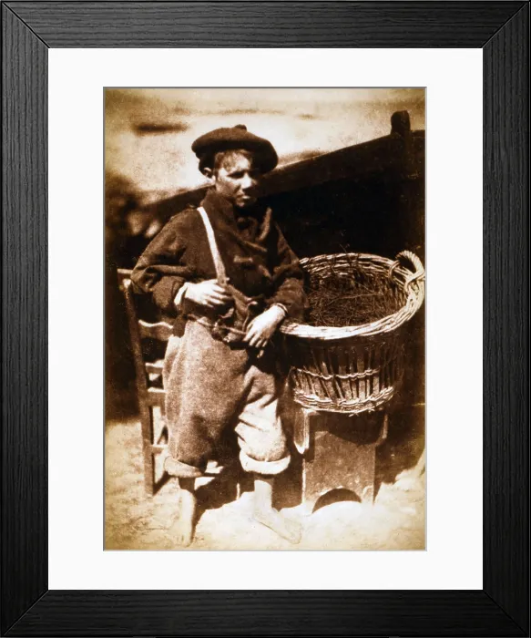 Framed Print : Early calotype by photographic pioneer David Octavius Hill (1802-70) 'Newhaven fisherboy. ' of 1844