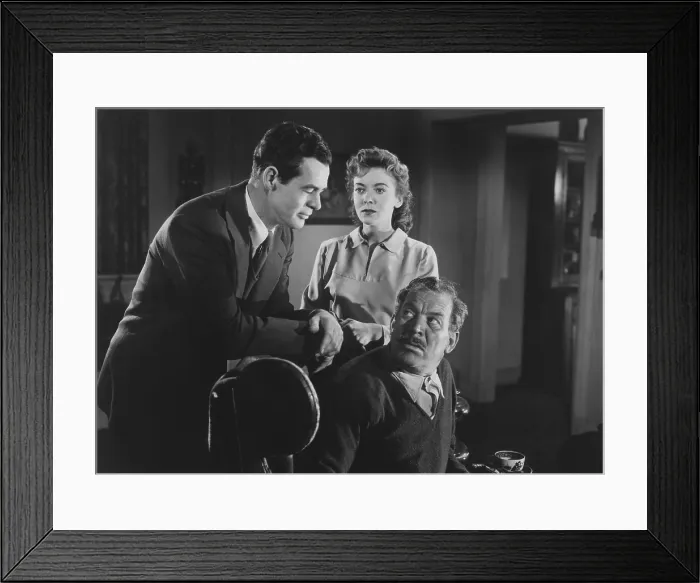 Framed Print : ON DANGEROUS GROUND, from left: Robert Ryan, Ida Lupino, Ward Bond, 1952