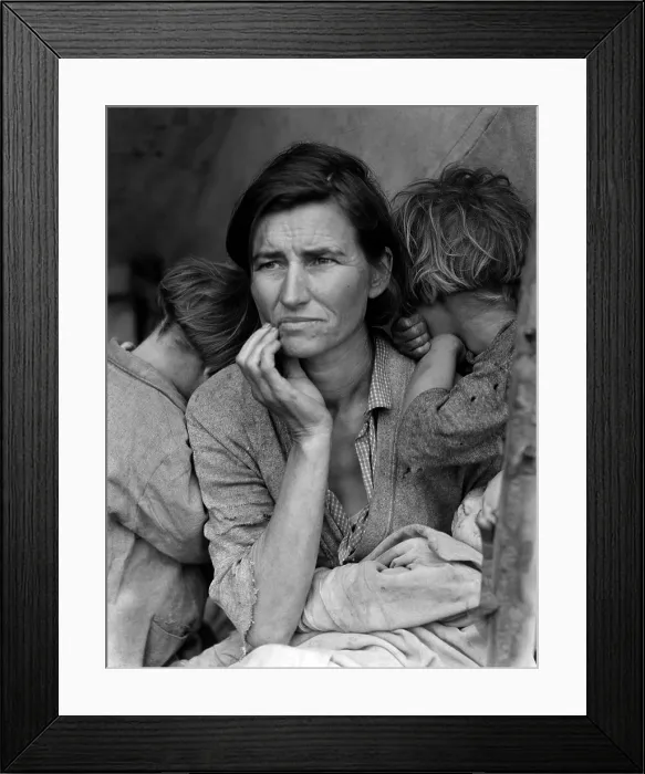 Framed Print : Migrant Mother, portrait of Florence Owens Thompson, and children, by Dorothea Lange for the Farm Security Administration, Nipomo, California, 1936 Framed Print : Migrant Mother, portrait of Florence Owens Thompson, and children, by Dorothea Lange for the Farm Security Administration, Nipomo, California, 1936