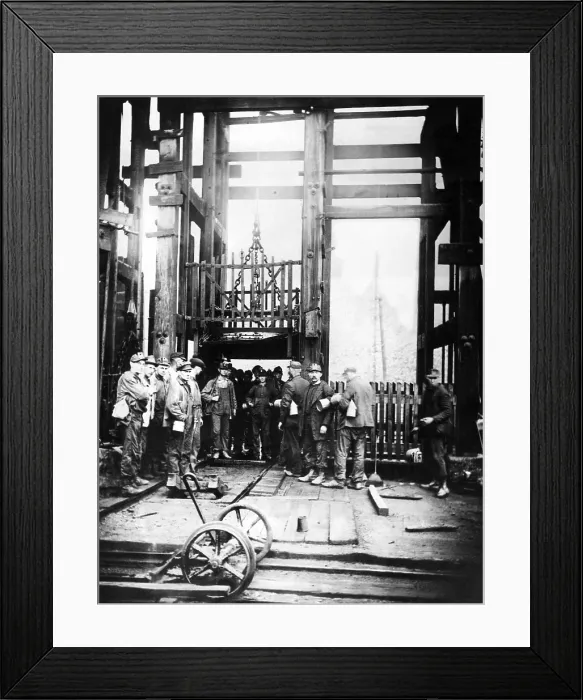 Framed Print : Pennsylvania coal miners after they have come up from the shaft, early 1900s. Courtesy: CSU Archives / Everett Collection