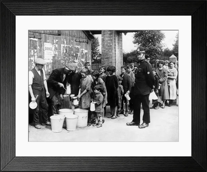 Framed Print : Children of striking coal miners receive their daily soup rations at Langwith Colliery, England, early 1900s. Courtesy: CSU Archives / Everett Collection