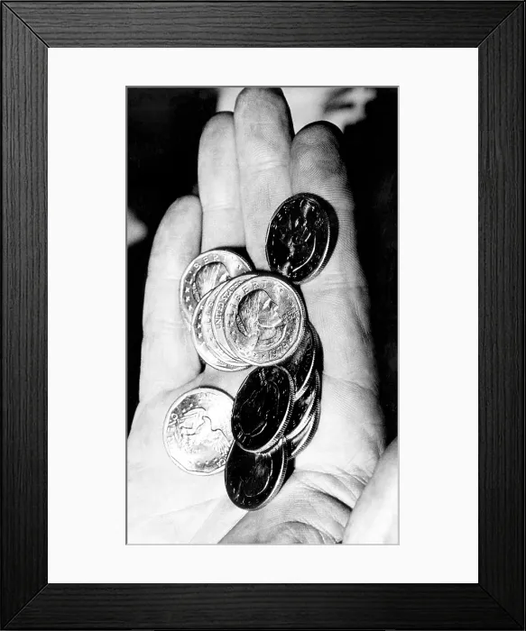 Framed Print : New silver Susan B. Anthony dollar coins, 1979.. Courtesy: CSU Archives  /  Everett Collection