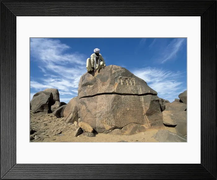 Framed Print : EGYPT. ASWAN. Aswan. El-Shallal. Djoser's Table, with hyeroglyphic writing and representation of the Pharaoh. Egyptian art. Sculpture. AISA / Everett Collection**US SALES ONLY**