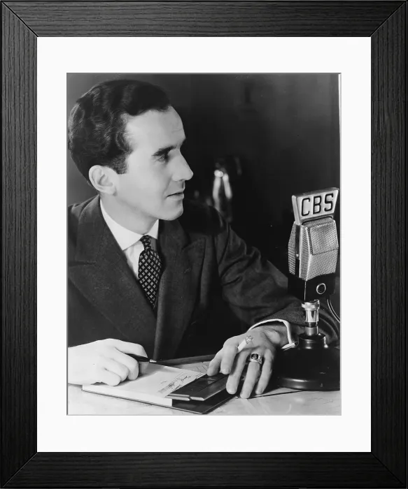 Framed Print : Edward R. Murrow (1908-1965) pioneering radio reporter who brought WWII into American homes during the Battle of Britain
