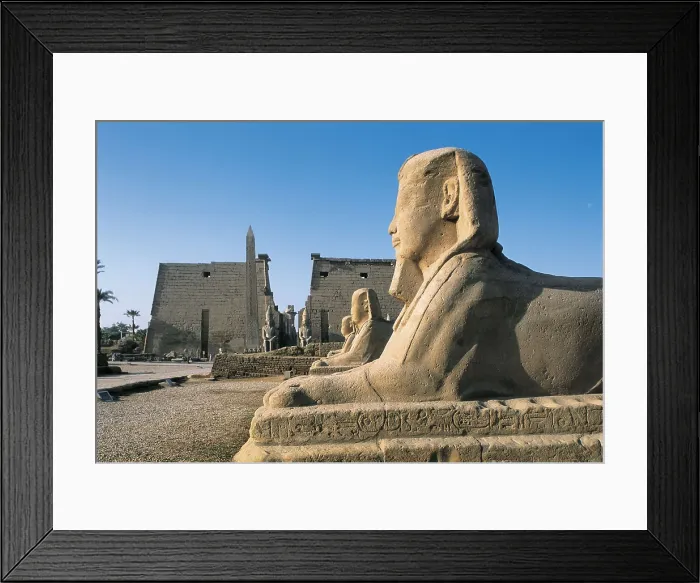 Framed Print : Temple of Amon - Ra. EGYPT. QUENA. Luksor. Thebes. Temple of Amon - Ra. Sphinx Avenue and pylon of Ramesses II. Egyptian art. New Kingdom. Architecture