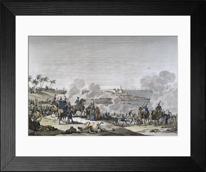 Framed Print : Battle of Aboukir (25th July 1799). Napoleon defeats the Turks. Etching. FRANCE. Paris. Bibliothque des Arts Dcoratifs (Decorative Arts Library)