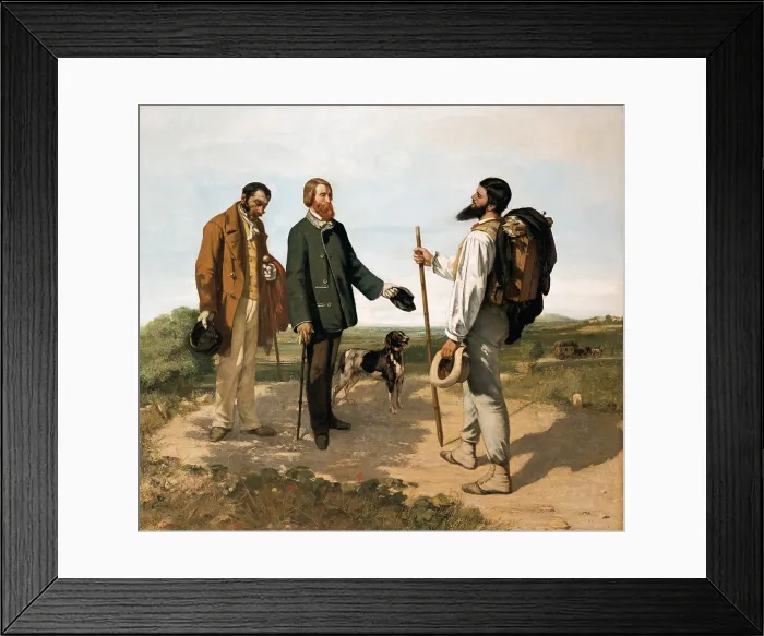 Framed Print : COURBETGustave (1819-1877). The Meetingor 'Bonjour Monsieur Courbet'. 1854. Realism. Oil on canvas. FRANCE. Montpellier. Muse Fabre (Montpellier Fabre Museum)