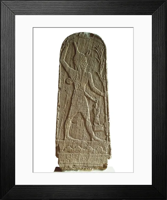Framed Print : The storm-god Baal. Mesopotamian art. Relief on rock. FRANCE. Paris. Louvre Museum. Proc: SYRIA. Ras Shamra. Ugarit. AISA / Everett Collection (110117)**US SALES ONLY**