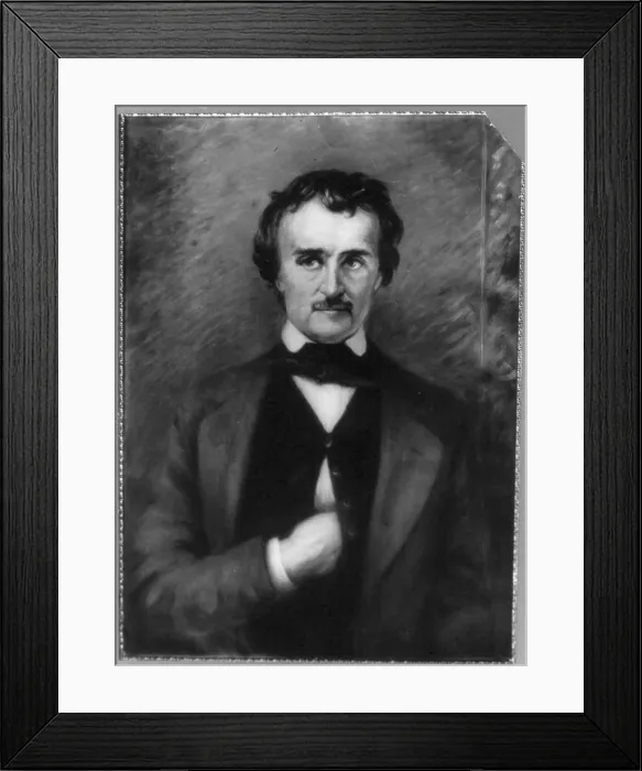 Framed Print : Edgar Allan Poe, (1809-1849), American writer, half-length, facing front, hand in vest, painting, October 19, 1921
