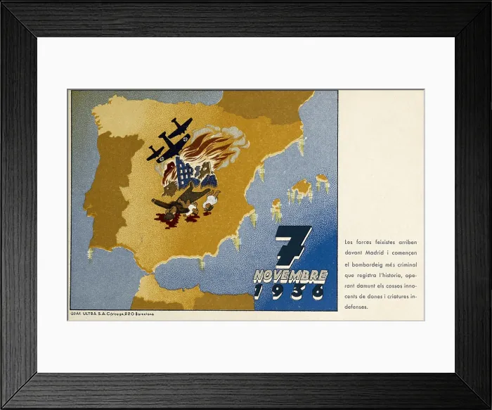 Framed Print : Spanish Civil War (1936-1939). Fascist bombardment over Madrid (7th November1936). SPAIN. Barcelona. Biblioteca de Catalunya (National Library of Catalonia)