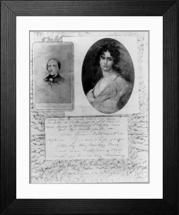 Framed Print : Edgar Allan Poe's foster mother and sister, left to right: composite photo of a photo of Frances K. Allan and a halftone reproduction of a painting of Rosalie Poe, May 7, 1917 Framed Print : Edgar Allan Poe's foster mother and sister, left to right: composite photo of a photo of Frances K. Allan and a halftone reproduction of a painting of Rosalie Poe, May 7, 1917