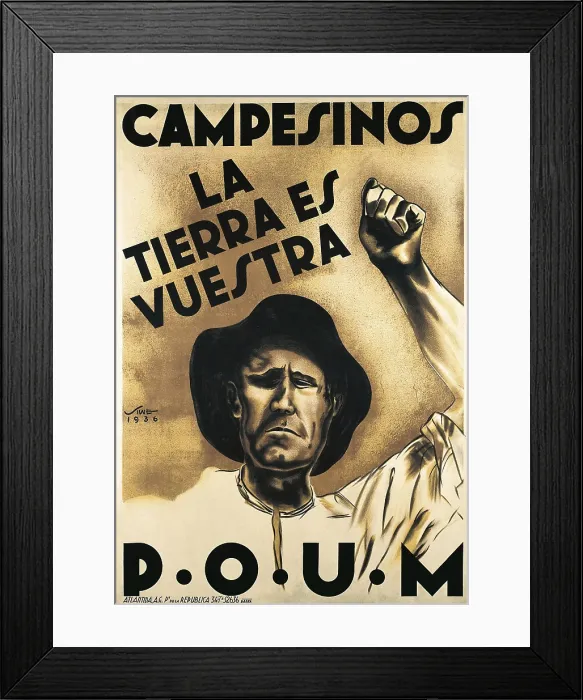 Framed Print : Spanish Civil War (1936-1939). 'Campesinos. La tierra es vuestra' (Farmers. Land Is Yours). Poster by Siwe edited by the POUM (1936)