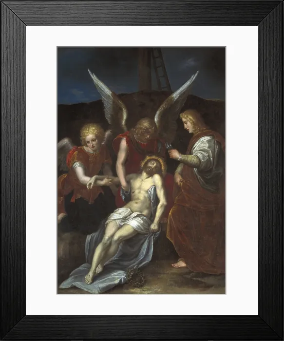 Framed Print : Dead Jesus held by angels. 16th c. Anonymous. Oil on wood. ITALY. Rome. Galleria Nazionale d'Arte Antica (National Gallery of Ancient Art) Framed Print : Dead Jesus held by angels. 16th c. Anonymous. Oil on wood. ITALY. Rome. Galleria Nazionale d'Arte Antica (National Gallery of Ancient Art)