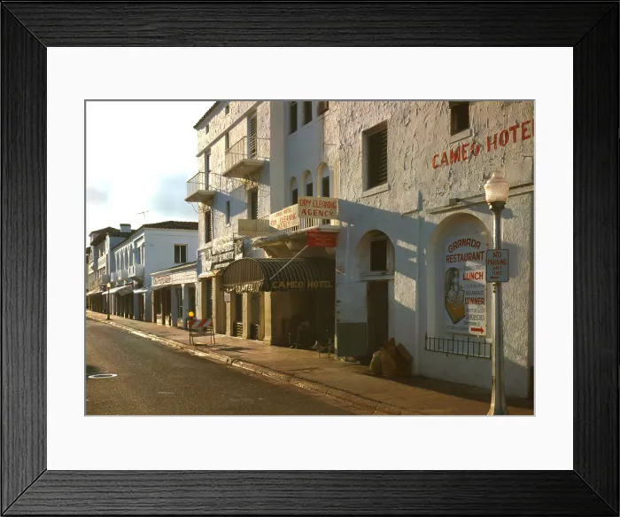Framed Print : Espanola Way, photograph by Walter Smalling, Miami Beach Art Deco Historic District, 400 block, Miami Beach, Florida, circa 1980s