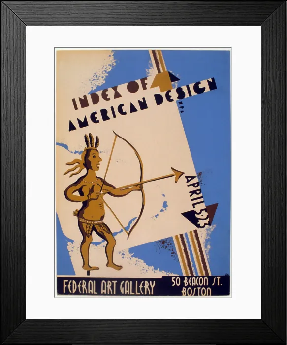 Framed Print : Poster for Federal Art Project exhibition of art work from the 'Index of American Design, ' at the Federal Art Gallery, 50 Beacon Street, Boston, Mass Framed Print : Poster for Federal Art Project exhibition of art work from the 'Index of American Design, ' at the Federal Art Gallery, 50 Beacon Street, Boston, Mass