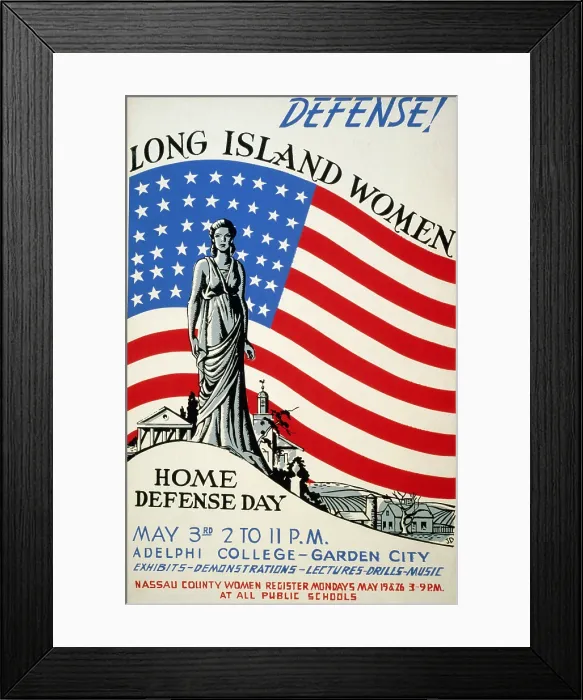 Framed Print : Defense! Long Island women: Home defense day