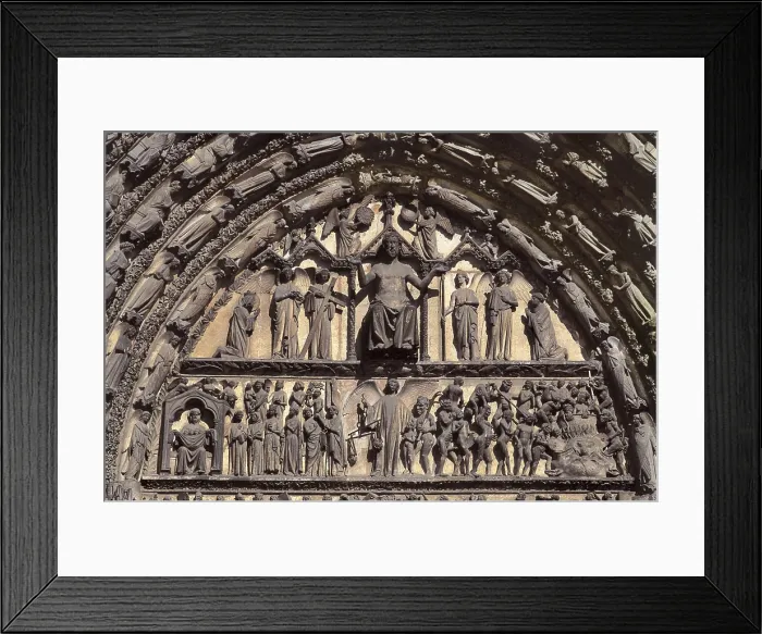 Framed Print : Cathedral of Saint-Etienne. FRANCE. Bourges. West faade with the porticos of the Final Judgement (center), Annunciation (left) and Saint Stephen's lapidation (right)