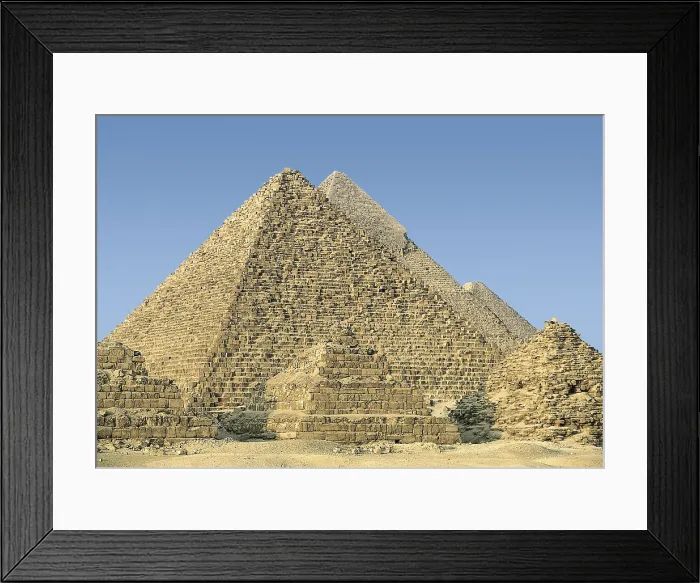 Framed Print : EGYPT. GIZA. Giza. Pyramids of Khufu, Khafre and Menkaure. Egyptian art. Old Kingdom. Architecture. AISA / Everett Collection**US SALES ONLY**