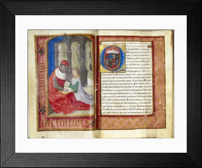 Framed Print : CICERO, Marcus Tullius (106-43 BC). Illuminated page from Cicero's treaty 'De Officiis'. Painting. SPAIN. San Lorenzo de El Escorial
