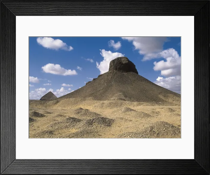 Framed Print : EGYPT. CAIRO. Dahshur. Black Pyramid, dating from the later reign of Amenemhat III. In the background, the Bent Pyramid. Egyptian art. Middle Kingdom. Architecture