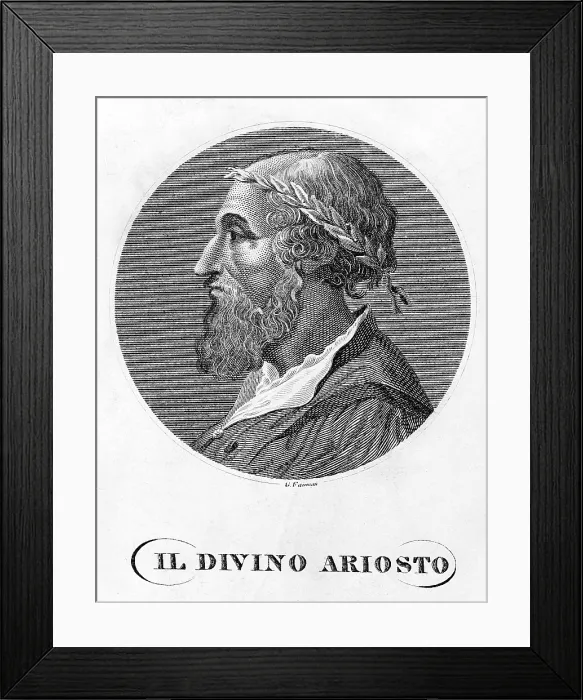 Framed Print : Lodovico Ariosto (1474-1533)of the epic poem ORLANDO FURIOSO (1516)