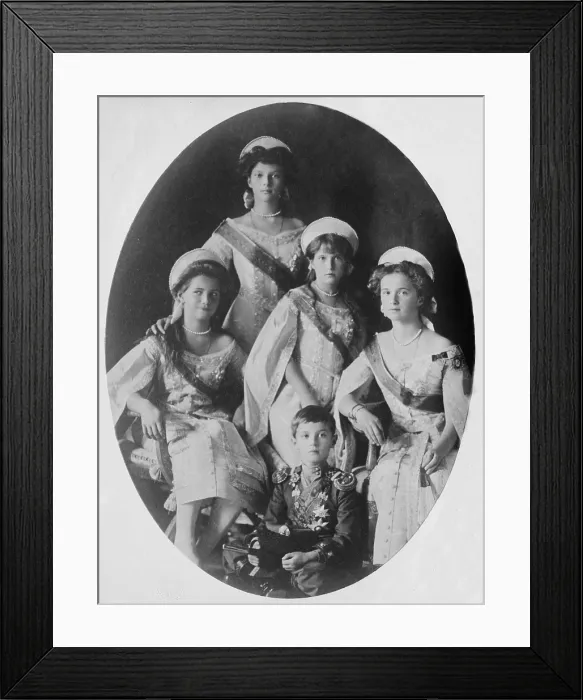 Framed Print : Portrait of the five children of Czar Nicolas II of Russia, ca. 1910. All five would be assassinated with their parents in 1917 by Bolshevik revolutionaries Framed Print : Portrait of the five children of Czar Nicolas II of Russia, ca. 1910. All five would be assassinated with their parents in 1917 by Bolshevik revolutionaries