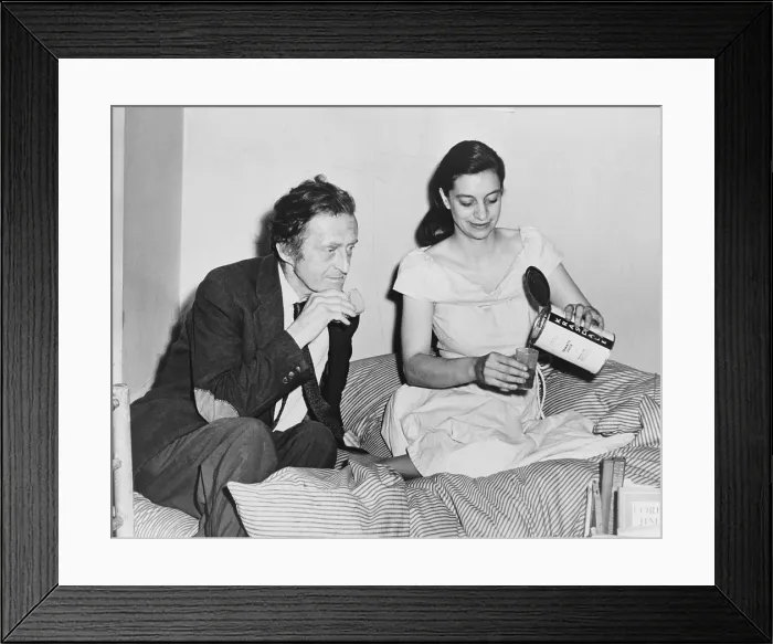 Framed Print : Maxwell Bodenheim (1893-1954) and his wife having breakfast of tomato juice and sandwiches in their apartment on New York's Bleecker Street, awaiting eviction