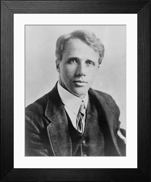 Framed Print : Robert Frost (1874-1963), American poet, ca. 1915. In 1913 Frost published his first book of poems, A BOYS WILL, when he was almost 40 years old