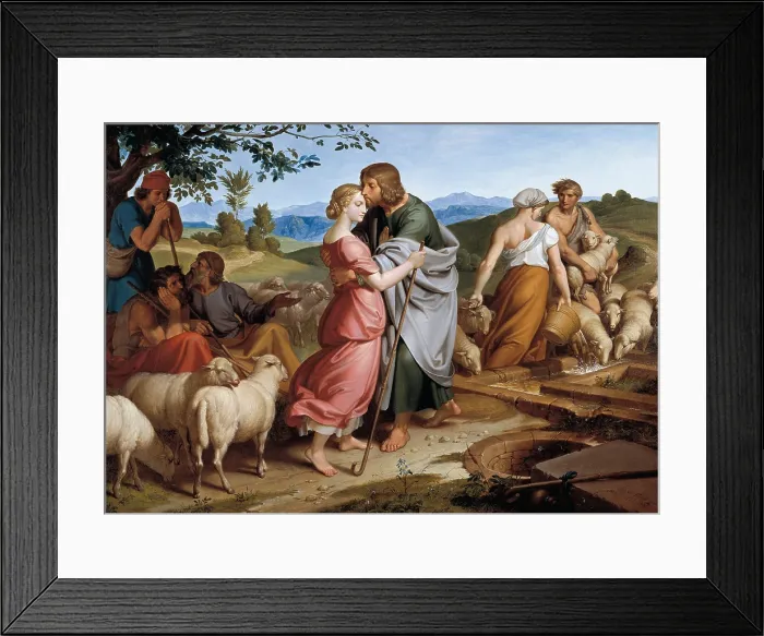 Framed Print : FHRICHJosef von (1800-1876). Jacob Encountering Rachel with her Father's Herds. 1836. Romanticism. Nazarenes. Oil on canvas. AUSTRIA. Vienna. Austrian Gallery Framed Print : FHRICHJosef von (1800-1876). Jacob Encountering Rachel with her Father's Herds. 1836. Romanticism. Nazarenes. Oil on canvas. AUSTRIA. Vienna. Austrian Gallery