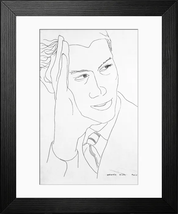 Framed Print : PRIETO MUOZGregorio (1897-1992). Portrait of Manuel Altolaguirre. Portrait made in Paris. Drawing. AISA / Everett Collection - Image has fine art copyright
