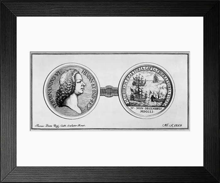 Framed Print : FERDINAND VI of Spain (1713-1759). King of Spain (1746-1759). Engraving by Toms Francisco Prieto. Engraving. SPAIN. Madrid. National Library