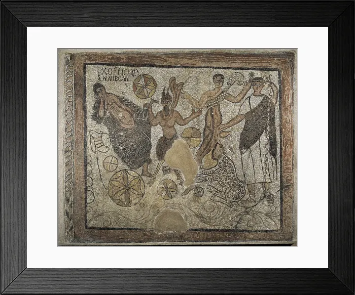 Framed Print : Mosaic from the workshop of ANNIUS PONUS or BONUS. Bacchus and Ariadne. 4th c. A.D. Roman art. Late Empire. Mosaic. SPAIN. Mrida. National Museum of Roman Art