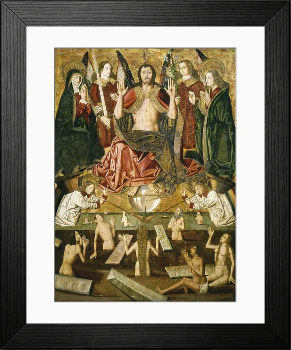 Framed Print : Last Judgement. 1485 - 1487. Part of the altarpiece comes from the church of Blesa. Gothic art. Tempera on wood. SPAIN. Zaragoza. Zaragoza Province Museum