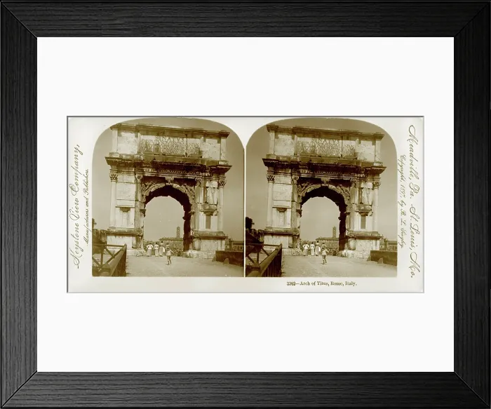 Framed Print : Rome, stereoview of the Triumphal Arch of Titus, Italy, Keystone View Company, circa 1897 Framed Print : Rome, stereoview of the Triumphal Arch of Titus, Italy, Keystone View Company, circa 1897