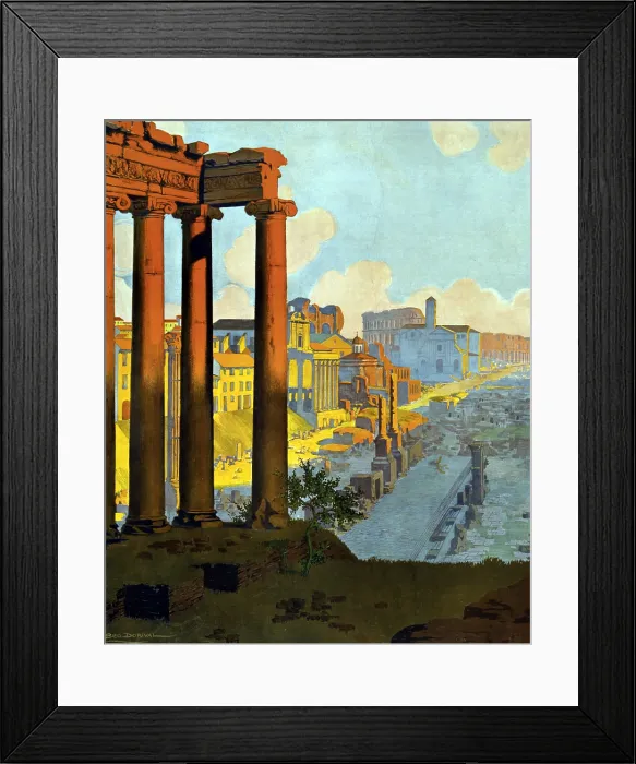 Framed Print : Poster showing the Roman Forum at dawn; George Dorival, artist. 1920