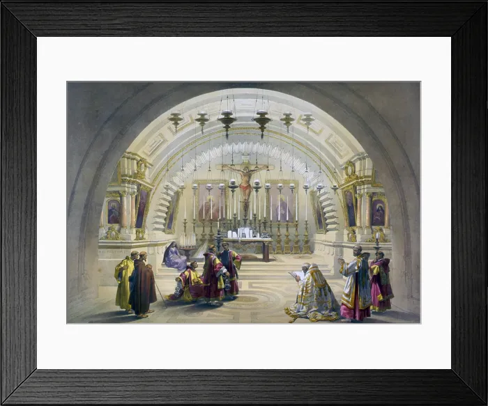 Framed Print : Religion, Church of the Holy Sepulchre, Jerusalem, on the site of Golgotha, the Hill of Calvary; from drawings by David Roberts, Lithographed by Louis Haghe, April 10, 1839 Framed Print : Religion, Church of the Holy Sepulchre, Jerusalem, on the site of Golgotha, the Hill of Calvary; from drawings by David Roberts, Lithographed by Louis Haghe, April 10, 1839