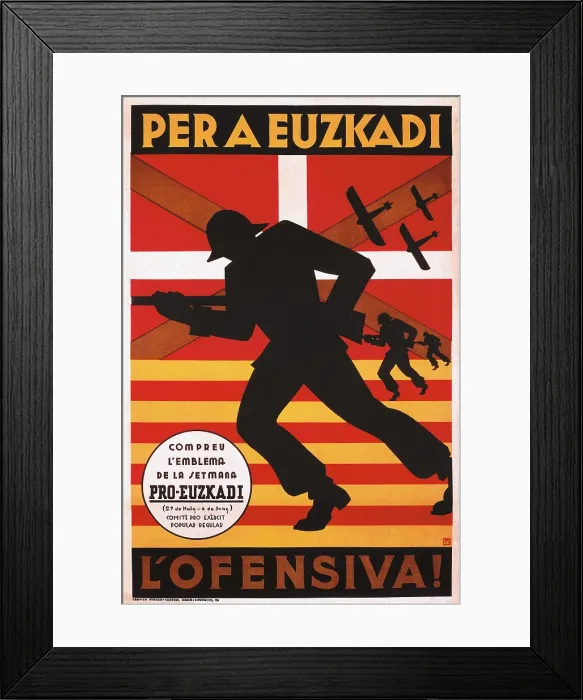 Framed Print : Spanish Civil War (1936-1939). 'Per a Euzkadi l'ofensiva!' (For Euskadi the Offensive!). AISA / Everett Collection (20185)**US SALES ONLY**