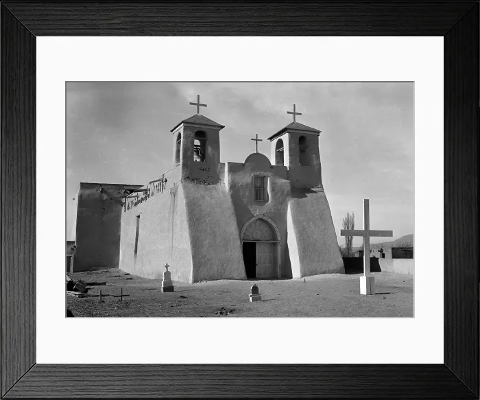 Framed Print : Churches, Mission Church of Ranchos de Taos, constructed in 1772, Ranchos de Taos, New Mexico, photograph by James M. Slack, 1934