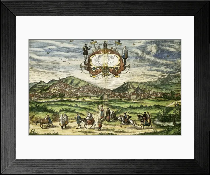 Framed Print : HOGENBERGFranz (1535-1590). Civitatis Orbis Terrarum. 1572-1617. Granada (1572). Engraving for the volume I of the book 'Civitatis Orbis Terrarum'by George Braun