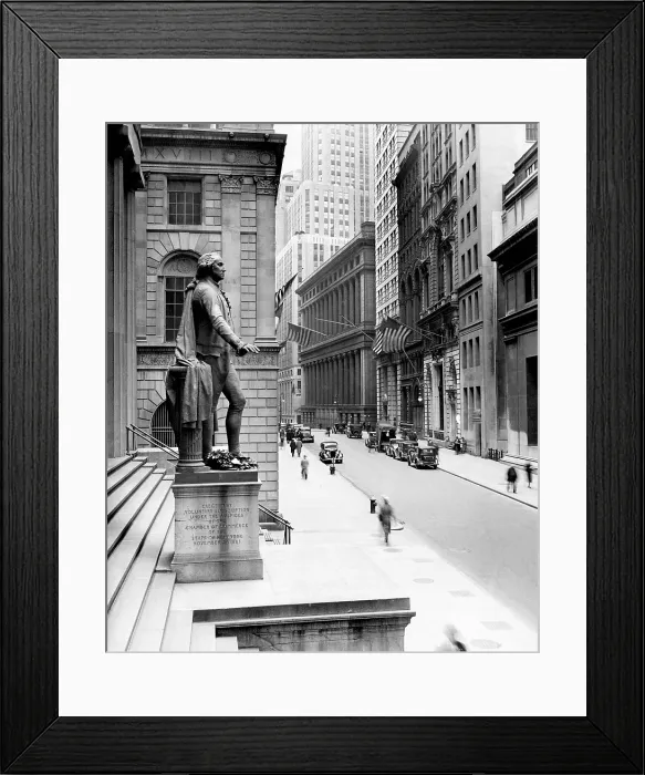 Framed Print : Wall Street is barren because of Governor Herbert Lehman's proclamation that all New York bank transactions will be suspended for two days. New York City, March 4, 1965