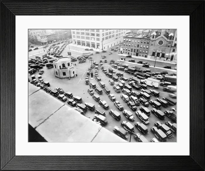 Framed Print : A Traffic jam at the New York entrance of the Holland Tunnel. New York City, circa 1920s. Courtesy: CSU Archives / Everett Collection