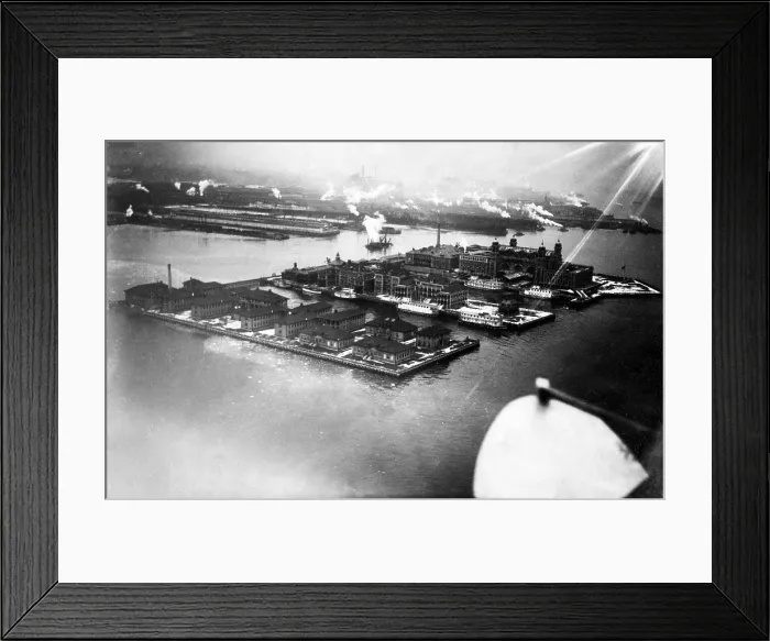 Framed Print : View of Ellis Island from airplane, New York City, circa 1912. Courtesy: CSU Archives / Everett Collection Framed Print : View of Ellis Island from airplane, New York City, circa 1912. Courtesy: CSU Archives / Everett Collection