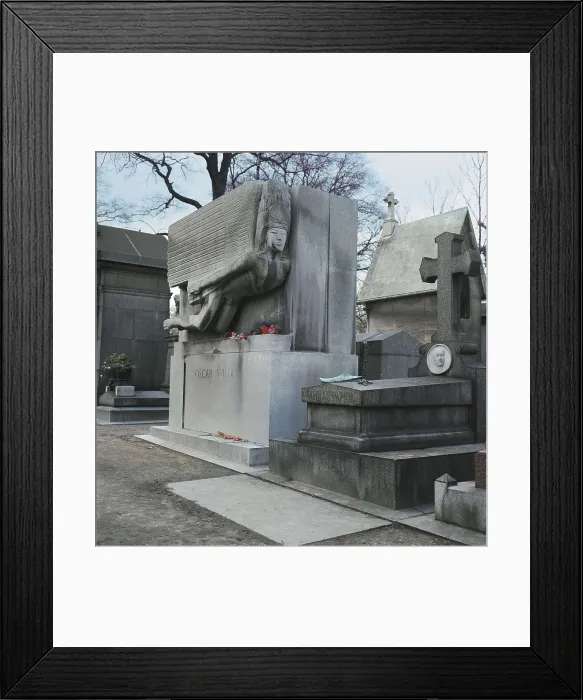 Framed Print : EPSTEIN, Jacob (1880-1959). Tomb of Oscat Wilde. 1909-1912. FRANCE. Paris. Cemetery of Pre Lachaise. Sculpture on rock. AISA / Everett Collection - Image has fine art copyright