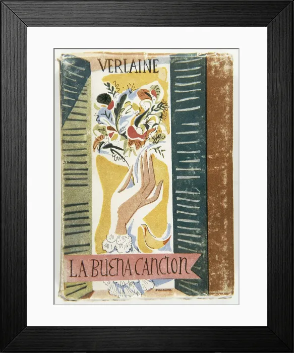 Framed Print : CABALLERO Y MUOZ CABALLERO, Jos (1916-1991); VERLAINE, Paul (1844-1896). Title page of an edition in Spanish of 'La bonne chanson' (The Good Song) by Paul Verlaine