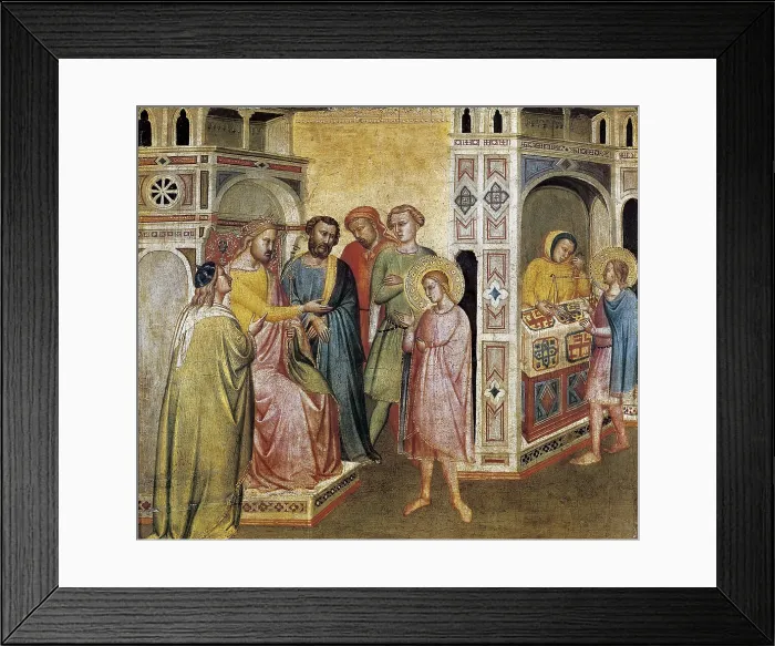 Framed Print : GADDI, Tadeo (1300-1366). St. 1365. The merovingian, at his throne, commissioned the gold saddle to the Saint. At the right side, the Saint weighting the ingots. Renaissance art Framed Print : GADDI, Tadeo (1300-1366). St. 1365. The merovingian, at his throne, commissioned the gold saddle to the Saint. At the right side, the Saint weighting the ingots. Renaissance art