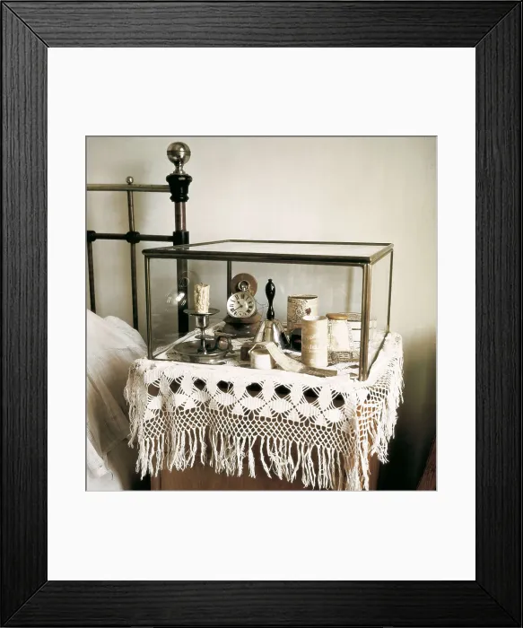 Framed Print : TOLSTOY, Lev Nikolayevich, Leo (1828-1910). Bedside table of Tolstoy's bedroom, from the house where he lived between 1862 and 1910. Furniture. RUSSIA. Ysnaia Poliana