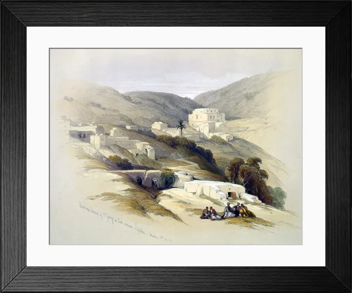 Framed Print : Religion, 4th century Church of St George at Lydda, color lithograph ca 1839