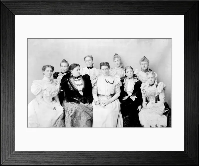 Framed Print : First Lady Frances Folsom Cleveland and the wives of Cleveland Cabinet. 1896 group portrait by Frances Benjamin Johnston