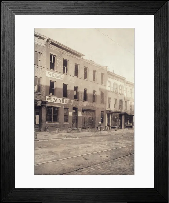 Framed Print : Celluloid factory ruins, Brooklyn, New York City, photograph by Lewis Wickes Hine, December, 1909