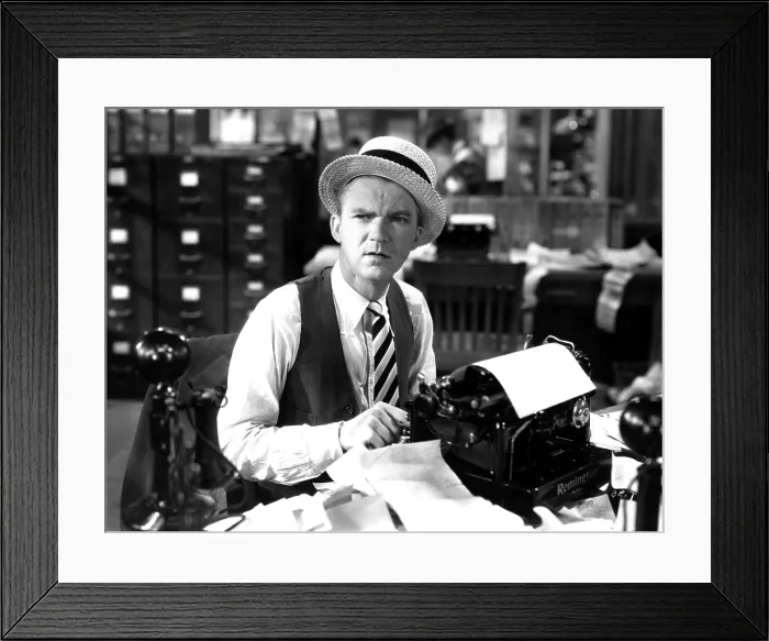 Framed Print : BLESSED EVENT, Lee Tracy, 1932, in a newspaper office